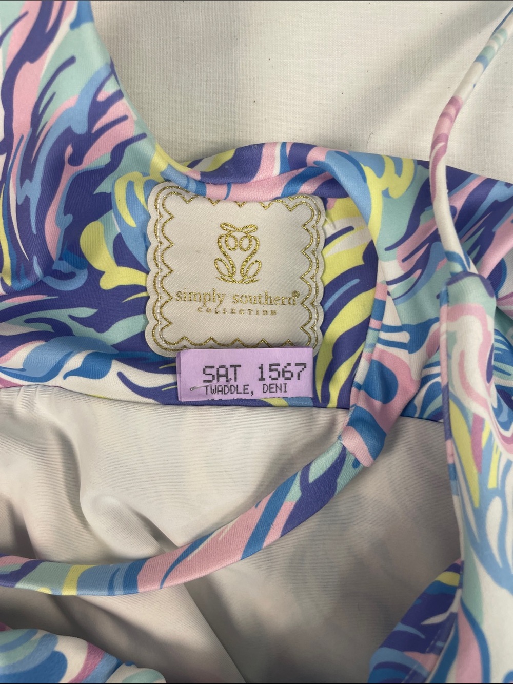 Simply Southern Groovy  Swirl Mini tank dress  activewear casual tennis prep XL - Picture 5 of 6